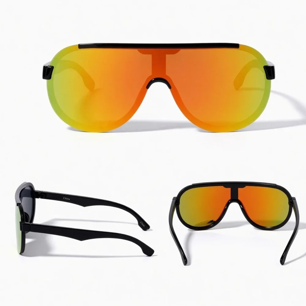 Sunglasses Orange Mirrored Lens Unisex Beach Party‎ Shades Sun Protection Luxury